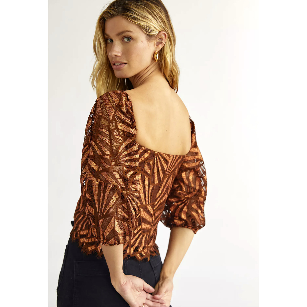 Eva Franco Shine Golden Lace Blouse - New Medium